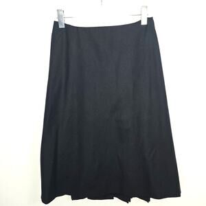 Jil Sander Black Wool Blend Midi Skirt Architectural Seaming Pleated Back 38